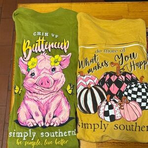 Simply Southern Green and Yellow Graphic Long sleeve tops